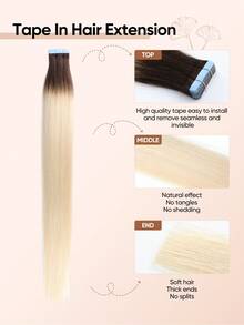 jessie's wig Jessie's 膠片式接髮片 真人髮 20片/包 50g 絲滑直髮 漂染金髮 自然外觀 高品質 混色棕色 2T24# - S2/24 - 查看 3