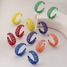 12 件波西米亚风格彩绘时尚女式环形耳环