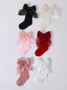 6 Pairs Baby Butterfly Princess Mid-Calf Socks, Infant Floor Socks
