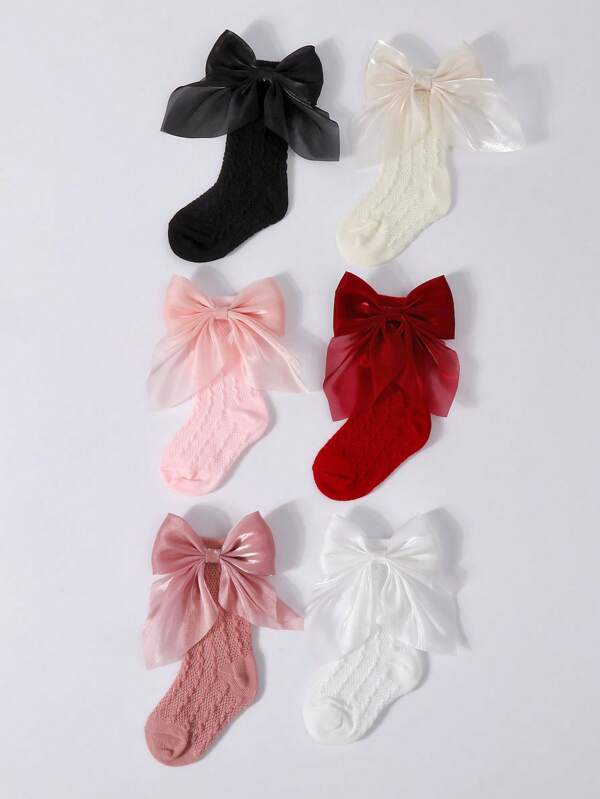 6 Pairs Baby Butterfly Princess Mid-Calf Socks, Infant Floor Socks