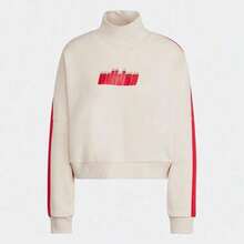 Adidas Fashionable Casual Short Woman High Neck Sweatshirt IA3932 - White - View 1