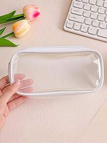 10个/8个/6个/4个/2个/1个透明铅笔盒/洗漱包，透明PVC拉链旅行收纳袋，化妆包，旅行配件，铅笔盒尺寸：7.48英寸 x 5.5英寸 x 3.7英寸，文具 - 無色 - 查看 2