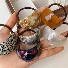 1 件女士椭圆形醋酸纤维发圈，优雅时尚发饰，适合马尾辫、发髻、日常佩戴，秋冬发带马尾辫固定器发圈橡皮筋发圈发绳弹性发圈，发球