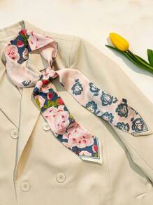 4 pièces ensemble foulard/bandeau imprimé fleur de rose et papillon pour femmes, cadeau multifonctionnel élégant casual pour port quotidien/date, bandeau turban serre-tête épais