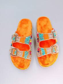 roulvxiang Casual Home Vacation Diamond Thick Sole Sandals,Spring Summer Outfits - Orange - View 7