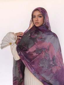 1 pièce Foulard bohème pour femme, imprimé marbre, sensation de soie, longue étole pashmina, convient pour un port quotidien et pour les vacances