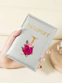 1 件 A-Z 26 个字母时尚字母印花时尚勃艮第护照夹，高品质 PU 皮革护照钱包，带卡槽，可存放信用卡、登机牌和身份证，紧凑型旅行必需品整理器，适合女性、男性和学生 - 酒紅色 - 查看 15