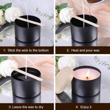 12 Peças Latas de Vela de 8 OZ e 12 Peças Latas de 4 OZ com Tampas de Metal com Textura de Madeira - Perfeito para Fabricação de Velas, Artes e Artesanato, Armazenamento