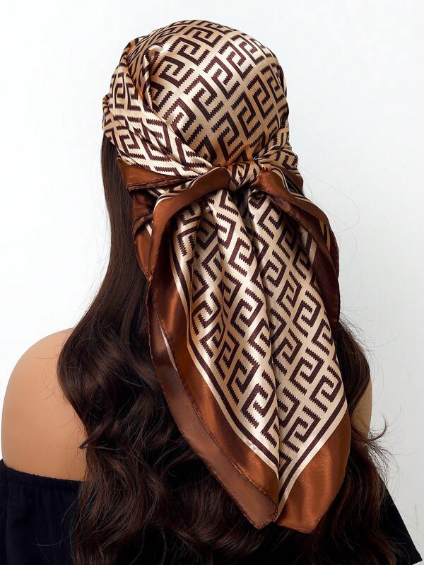 1 peça de cachecol moderno para todas as estações, cachecol quadrado estampado para mulheres, bandana feminina para uso diário, novo lenço de cabeça com proteção solar