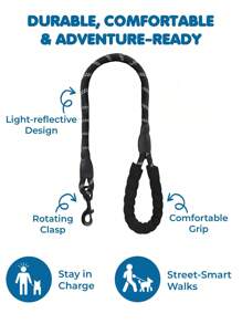 1pc Dog Leash, Leash, Dog Lead, Dog Rope, Slip Lead Dog Leash, Reflective Dog Leashes, Highly Reflective Dog Leash, Slip-On Dog Lead, Slip-On Rope Leash, Strong Dog Lead, Rope Dog Lead, Black Dog Leads, Reflective Dog Leashes, Anti Pull Leash , Slip Lead Dog Leash, Pet Lead Leash