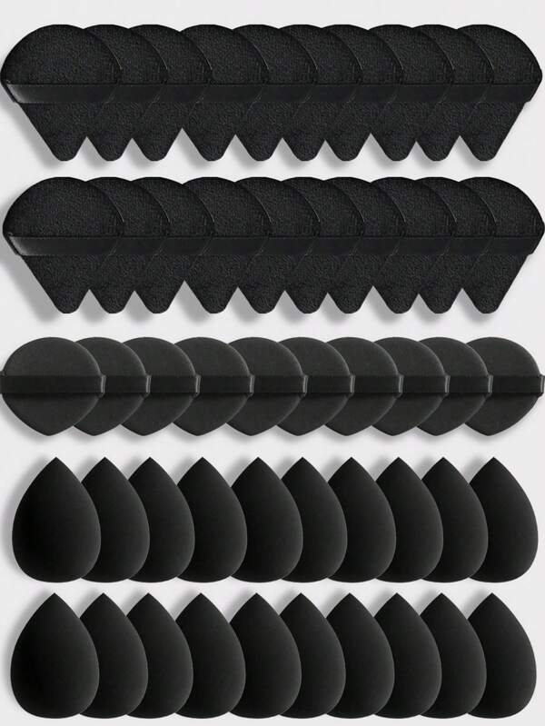 Set de 40 piezas de herramientas de maquillaje para mezclar, esponja mezcladora de crema de base, herramientas profesionales de maquillaje, esponja mezcladora de maquillaje, incluye: 16 esponjas de maquillaje, 16 borlas triangulares de terciopelo, 8 borlas de cojín de aire, para maquillaje de cara, corrector y crema