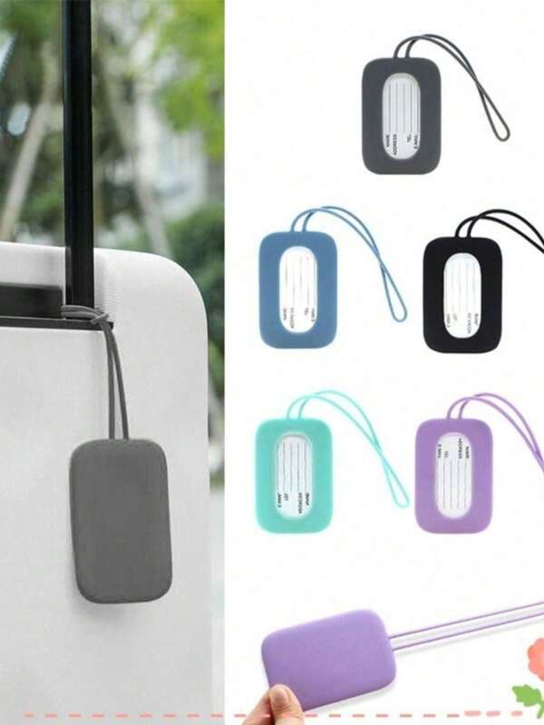 Simplified New Silicone Luggage Tag Boarding Tag Luggage Check-In Tag Name Anti Loss Hanging Tag Bus Card Cover Hanging Tag Graduation Bag For School School Accessories School Stuff