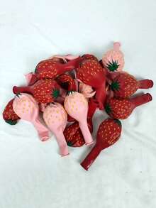 Conjunto de 12 balões de látex de 12 polegadas com morango doce, feliz aniversário, eu amo morango, decoração de festa de verão no Havaí, Natal - Multicolorido - Ver 5