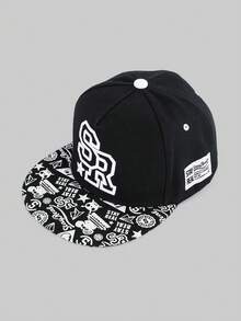 1 件字母与星星休闲街头服饰涤纶印花刺绣防紫外线防风男女通用嘻哈棒球帽，四季皆宜