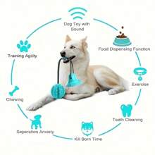Pelota interactiva con ventosa para morder mascotas - Hecha de goma termoplástica, alimentación lenta con función de limpieza dental, apta para perros de todos los tamaños, sin batería requerida