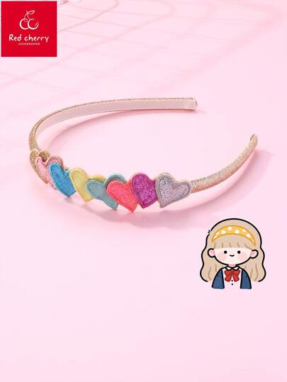 قطعة واحدة شريط شعر على شكل قلب ملون للفتيات، ألوان زاهية وتصميم حيوي، مناسب للارتداء اليومي أو الحفلات