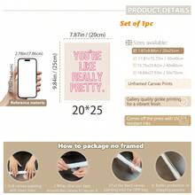 1幅装裱帆布墙画，“你真美”海报，现代风格，粉色浴室装饰，少女风墙面装饰，浴室墙画，可爱浴室装饰，家居装饰，房间装饰，少女风墙画，送给女孩的礼物