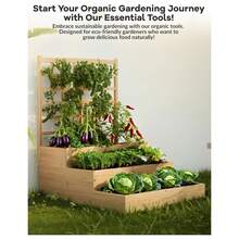 3-Tier Wooden Raised Garden Bed – Vertical Planter Box With Trellis & Ventilated Base For Climbing Plants, Flowers, Herbs & Vegetables – Outdoor Elevated Planter For Patio, Yard Or Lawn - 黃色 - 查看 5
