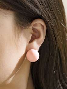 1 对女士简约糖果色圆形耳钉，适合夏季日常佩戴