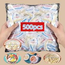 500个超大加厚一次性保鲜膜食品储存袋，适用于冰箱盖和碗 - 彩色 - 查看 2
