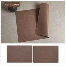 Juego de manteles individuales de piel sintética de 1/4/6 Uds., resistentes al calor, antideslizantes, impermeables, de doble cara, manteles individuales de PU para cocina y comedor - Marrón - Ver 6