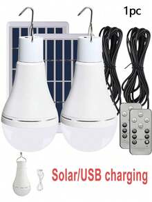 Lámpara solar para gallinero con temporizador, bombillas solares recargables para uso doméstico interior, lámparas solares para camping al aire libre, luces solares LED para cobertizo por la noche, cortes de energía de emergencia, exterior, 1 pieza - Blanco - Ver 11