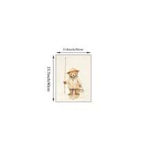 1 pieza Cuadro de arte de pared de oso de peluche de pesca, impresión de oso de peluche en lienzo para decoración de guardería, póster de pesca, decoración de habitación para niños o dormitorio, regalo para ella, sin marco o con marco