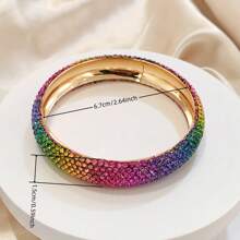 Juego de 3 pulseras brazalete de metal geométricas redondas con incrustaciones de rhinestone de moda y lujo, joyería de alta gama para mujer para fiesta