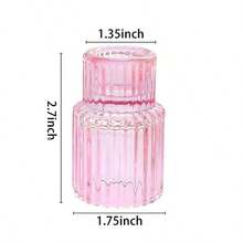 1pc European Style Minimalist Vertical Striped Glass Candle Holder, Romantic Table Candlestick, Creative Home Decor For Household & Commercial Use, Display Stand For Crystal Balls & Jewelry, Wedding Essential - Moonlight Powder - View 8