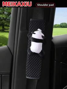 MEIKAXIU 1pc Cute Panda Rabbit Bear Design Breathable Massage Mesh Car Shoulder Seat Belt Cover, Women - one-size - View 4