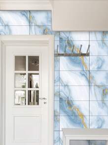 10 pegatinas adhesivas de vinilo de Salpicadero de PVC de mármol artificial autoadhesivo, pegatinas de pared autoadhesivas de corte DIY, resistentes al calor para salpicaderos de azulejos en paredes de baño y cocina, cocina, chimenea, lavadero, paredes de caravana, a prueba de agua, también para sala de estar, dormitorio y pared posterior de TV (5.9/7.87/11.8/15.7/11.4 X 22.4 pulgadas)