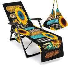 Housse de chaise de plage pliable pouvant être pliée en un sac à porter à l'épaule, avec des poches latérales pour ranger lunettes et téléphone. Convient pour les chaises de plage, serviettes, chaises de piscine et transats. Facile à transporter. Été, accessoires de voyage, vacances, décorations de salle de bain, essentiels de plage
