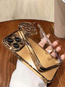 Funda básica para teléfono. Funda transparente con marco de contraste. Compatible con phone 15/15 Pro (1 unidad) - Dorado - Ver 2