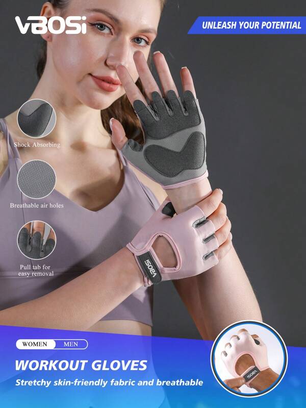 VBOSI 1 Coppia di guanti sportivi traspiranti e regolabili per sollevamento pesi, manubri, ciclismo, allenamento fitness, accessori palestra, sport, esercizi in casa, guanti da palestra donna, guanti da boxe, guanti da palestra, guanti da palestra uomo