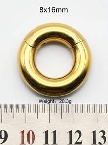 1 pieza de gran calibre Clicker de septum de 10 mm a 2 mm 12G, redondo, liso, de acero inoxidable 316L, pendientes únicos con bisagra, aro de segmento de septum perforado grande, joyería corporal punk para expansión de orejas