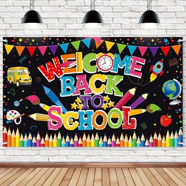 1pc Back To Classroom Party Decorations - New Arrival Classroom Theme Banner, Classroom Photo Booth Backdrop, Study Motivation Wall Hanging For Welcome Party & First Day Of Classroom Decor