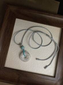 Collar hecho a mano de cuerda con cuentas de plata, perla y amazonita natural, estilo océano de verano, diseño de contraste de color, plata de ley 925