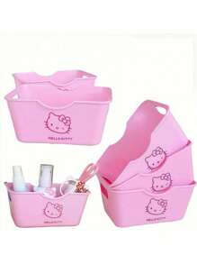Sanrio 1 pièce Panier de rangement en plastique hello kitty de Sanrio, parfait pour organiser des articles de papeterie mignons, du ruban, des cosmétiques et des fournitures de salle de bain. Convient pour une utilisation sur le bureau. Idéal pour les cadeaux de stockage à la maison, anniversaire, remise de diplôme