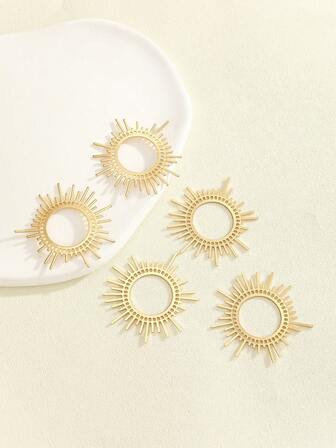 5pcs Sunflower Shaped Copper Alloy Accessories For Earrings, Necklaces DIY Assembly
