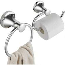 Toallero de bronce oscuro y portarrollos de papel higiénico, juego de accesorios de baño dobles de acero inoxidable SUS304, soporte para toallas de mano y toallero de pared, decoración de baño de verano - Cromo pulido - Ver 1