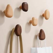 Nordic Pebble Shaped Wall Mounted Coat Hook Natural Wood Clothes Hanger Decorative Key Hat Scarf Handbag Storage Hanger Bathroom Rack - Many - View 8