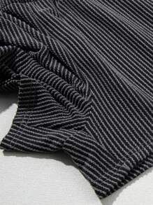 Plus Size Ribbed Textured Knit Loose Fit Tee And Shorts Set Two Pieces Set Women