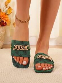 Versatile Slim Slippers For Women, Fashionable Outdoor Vintage Style Flat Sandals, Korean Design, Summer