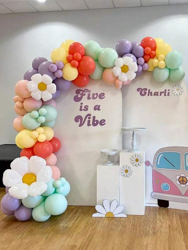 Kit de guirlanda de balões com flores margaridas, 93 peças, fácil montagem faça você mesmo, arco de balões verde, vermelho, rosa, amarelo, roxo para revelação de gênero, chá de bebê, festa de aniversário, casamento, aniversário, formatura, decoração de feriado, decoração interna e externa