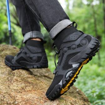2025 New Waterproof Hiking Boots For Men, Plus Size Outdoor Trekking Shoes, High-Top Rubber Climbing Mountain Sneakers For Autumn/Winter