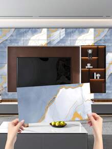 10 pegatinas adhesivas de vinilo de Salpicadero de PVC de mármol artificial autoadhesivo, pegatinas de pared autoadhesivas de corte DIY, resistentes al calor para salpicaderos de azulejos en paredes de baño y cocina, cocina, chimenea, lavadero, paredes de caravana, a prueba de agua, también para sala de estar, dormitorio y pared posterior de TV (5.9/7.87/11.8/15.7/11.4 X 22.4 pulgadas)