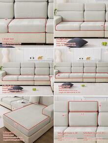 1件装四季通用弹力沙发套，防水防滑加厚沙发座垫套，可机洗，浅灰色，宠物友好，适用于卧室和客厅的L型及1/2/3/4座沙发，绒面面料 - 淺灰色 - 查看 5