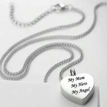 Heart Cremation Jewelry Urn Necklace For Ashes Stainless Steel Memorial Pendant -My Dad My Hero My Angel For Grandpa Grandma Dad Mom Uncle Aunt Brother Sister Daughter Son