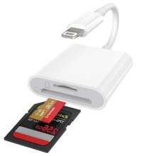 1pc Dual Slot USB-C/Lightning SD/TF Card Reader Adapter, Portable Card Reader For 16/15/14/13/12/11/XS/8/7/6/IPad, Cameras, Action Cameras