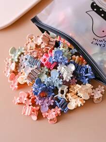 30pcs Muted Color Floral Hair Clips, Elegant & Cute Daily Versatile Hair Accessories For Women, Ponytail Holder